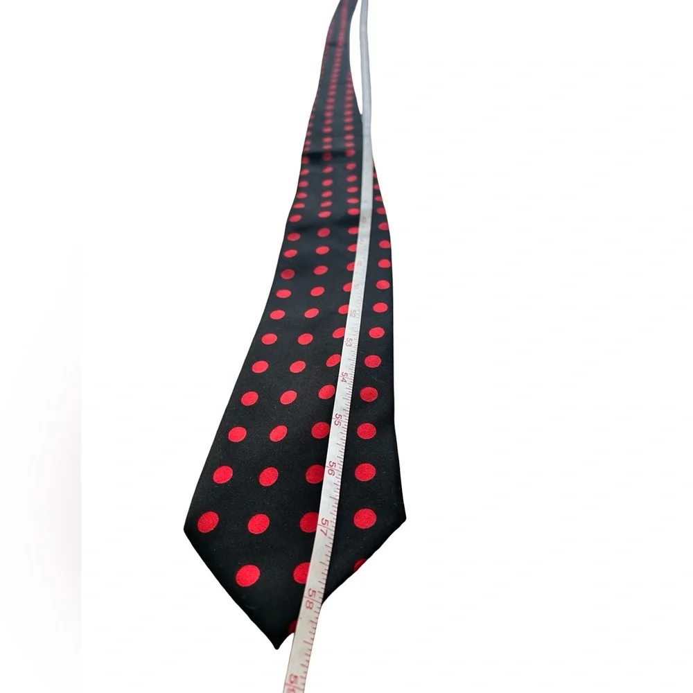 NWOT Men’s Vtg 1990s Vittorio Faring Italian Designer Black & Red Polka Dot Tie